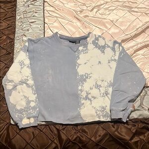 Bleach-Dye Cropped Crewneck Sweatshirt